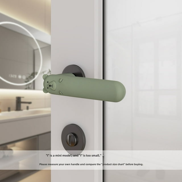 Thick Silicone Compact Door Handle Cover - Cartoon Design Protective Sleeve for Bathroom, Window & Interior Handles, Anti-Scratch Impact-Resistant, Durable Home Decor Accessory (Dark Green, 1 Piece)