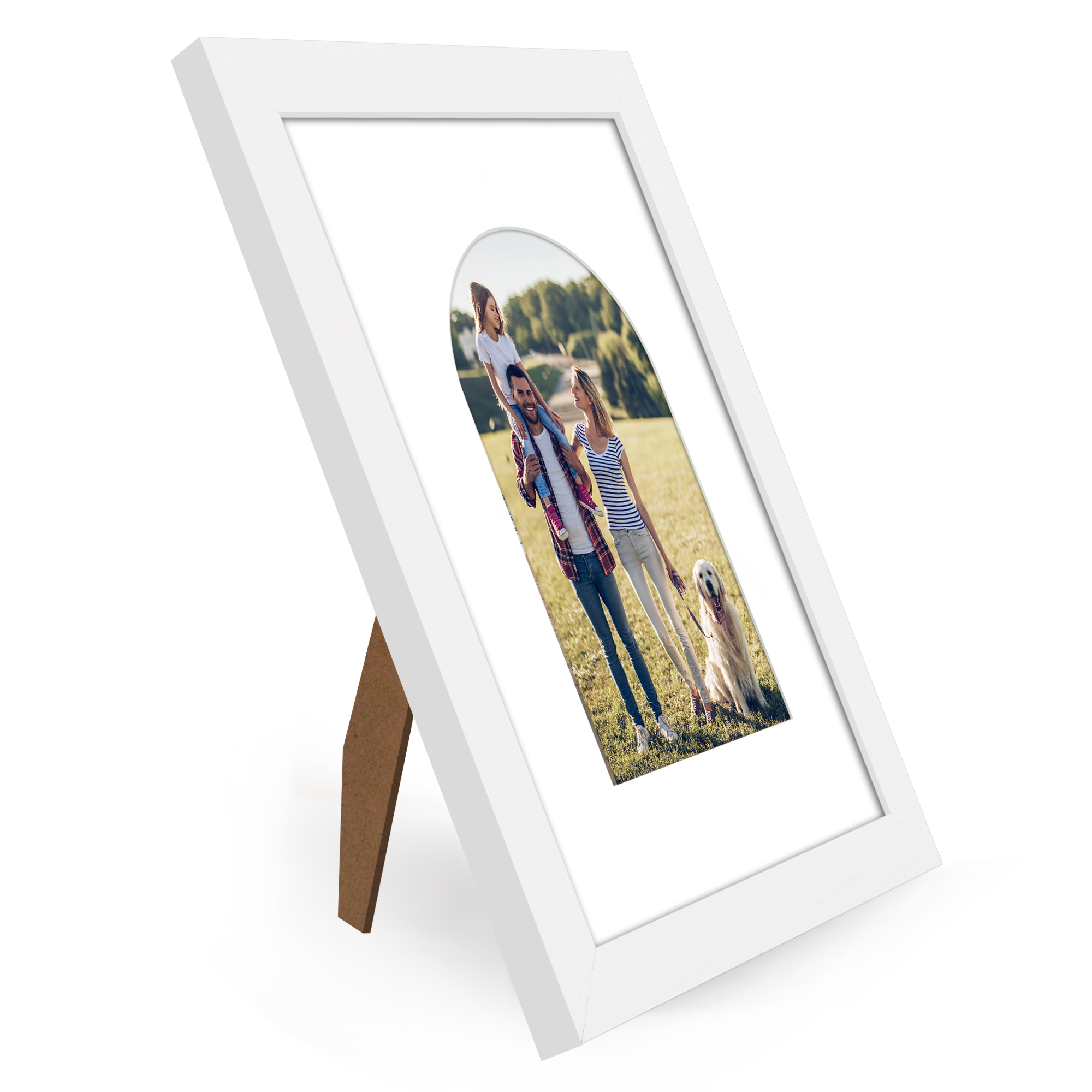 Americanflat 8" x 10" Picture Frame with Arch-Shaped Mat - White