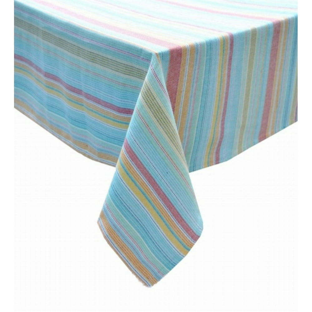 Indoor Outdoor Woven Stripe 60x84 Tablecloth Water and Fade Resistant