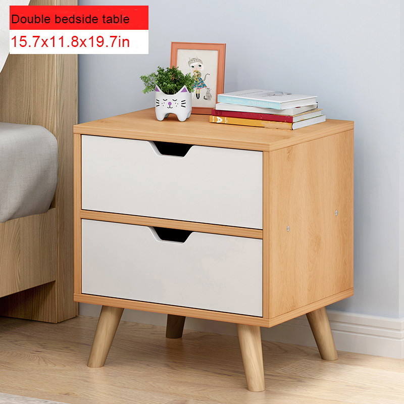 Storage Bedroom Bedside Locker Double Drawer Nightstand