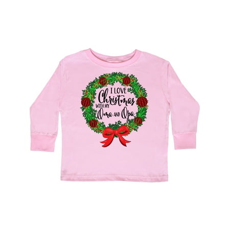 

Inktastic I Love Christmas with My Oma and Opa Wreath Gift Toddler Boy or Toddler Girl Long Sleeve T-Shirt