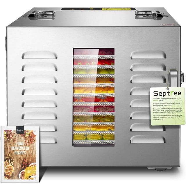 Deshidratador Comercial Septree Acero Inoxidable con 10 Charolas desmontable 1000 W 190°F