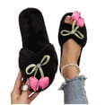 thumbnail image 5 of uublik Womans Fuzzy Slippers Memory Foam Open-Toe Slippers Soft Fleece Indoor Shoes Indoor/Outdoor Slippers, Black, 5 of 6