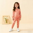 thumbnail image 2 of Glisme Girl Outfits Cozy Kids Long Sleeve Pajama With Floral Print For Kids Autumn Winter Loungewear Play Set Trend Girls Clothing Orange Size 12-18 Months, 2 of 8