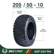 Set 2 WOLF PACK Golf Cart Tires 205/50-10 All Terrain Tubeless Tire