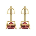 thumbnail image 3 of 14K Solid Gold Screw Back Stud Earrings for Women | 2 cttw Princess Cut Natural Garnet | Yellow Gold, 3 of 4
