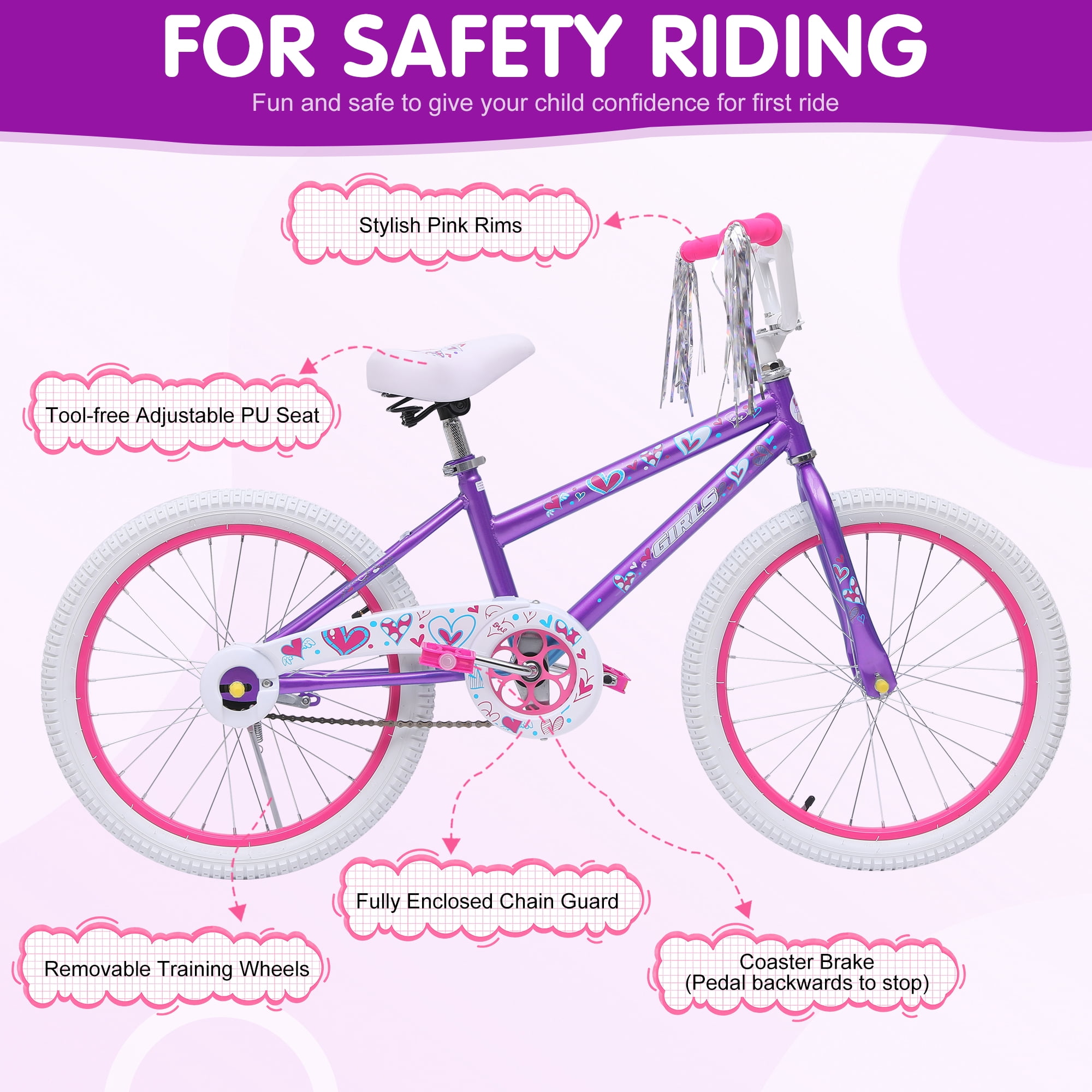 SUGIFT 20 in. Kids Bike Child Bicycle for Girls Age 7-14 Years