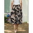 thumbnail image 5 of JWD Women's Skirts Flowy Maxi Skirt Summer Long Midi Length Casual Skirt Elegant Cool Dress with Pockets Black Palm Leaf 2XL, 5 of 10