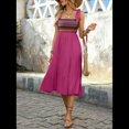 thumbnail image 4 of Vestidos de Verano Sin Mangas para Mujer, Vestidos Largos para Invitadas de Boda, Blusas de Punto Acanalado y Falda de Poliéster con Bolsillos. Rosa Roja S, 4 of 10
