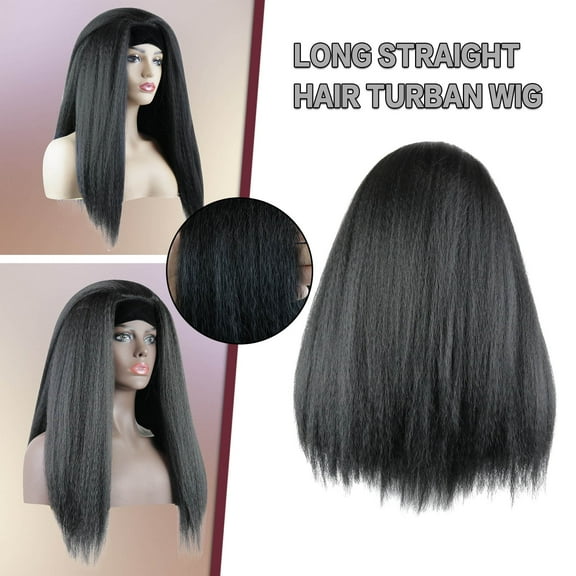UTOURS Black Straight Hair Bandana Wig Hair Band Wig Headgear Women Wig