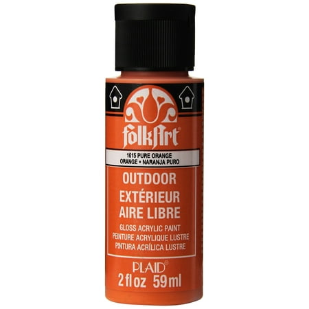 FolkArt Outdoor Acrylic Paint in Assorted Colors (2 Ounce), 1615 Pure Orange 2 Fl Oz (Pack of 1)