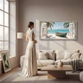 thumbnail image 5 of Ocean Beach Window Canvas Wall Art - Summer Coastal Seascape Picture Landscape Canvas Prints, Horizontal Tropical Sea Paintings Artwork for Home Decor, 5 of 7