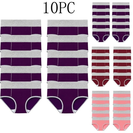 ATOYSOY Women s Underpants Plus Size Hip Lifting Cotton Panties  10 Pack Shapewear Control Briefs Seamless for Ladies Multipack Solid Panty Classic Briefs Comfy Stretchy Clearance Pink L