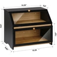 thumbnail image 2 of Leopard Bamboo Two-Layer Bread Box,Black, 2 of 6