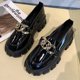 thumbnail image 1 of 2022 zapatos de mujer moda Mary Janes zapatos planos de punta redonda mocasines Oxfords plataforma Casual hebilla de cadena de Metal señoras tacones Black37 Gao Jinjia LED, 1 of 2
