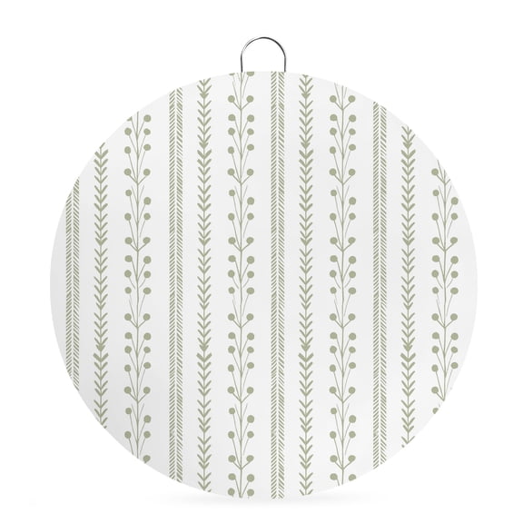 Welcome Sign for Front Door, Spring Floral Round Metal Wall Art Wreaths, Modern Minimalist Stripes Boho Sage Green Outdoor Indoor Wall Hanging Sign for Porch Decor Housewarming Gifts 7.9 Inch