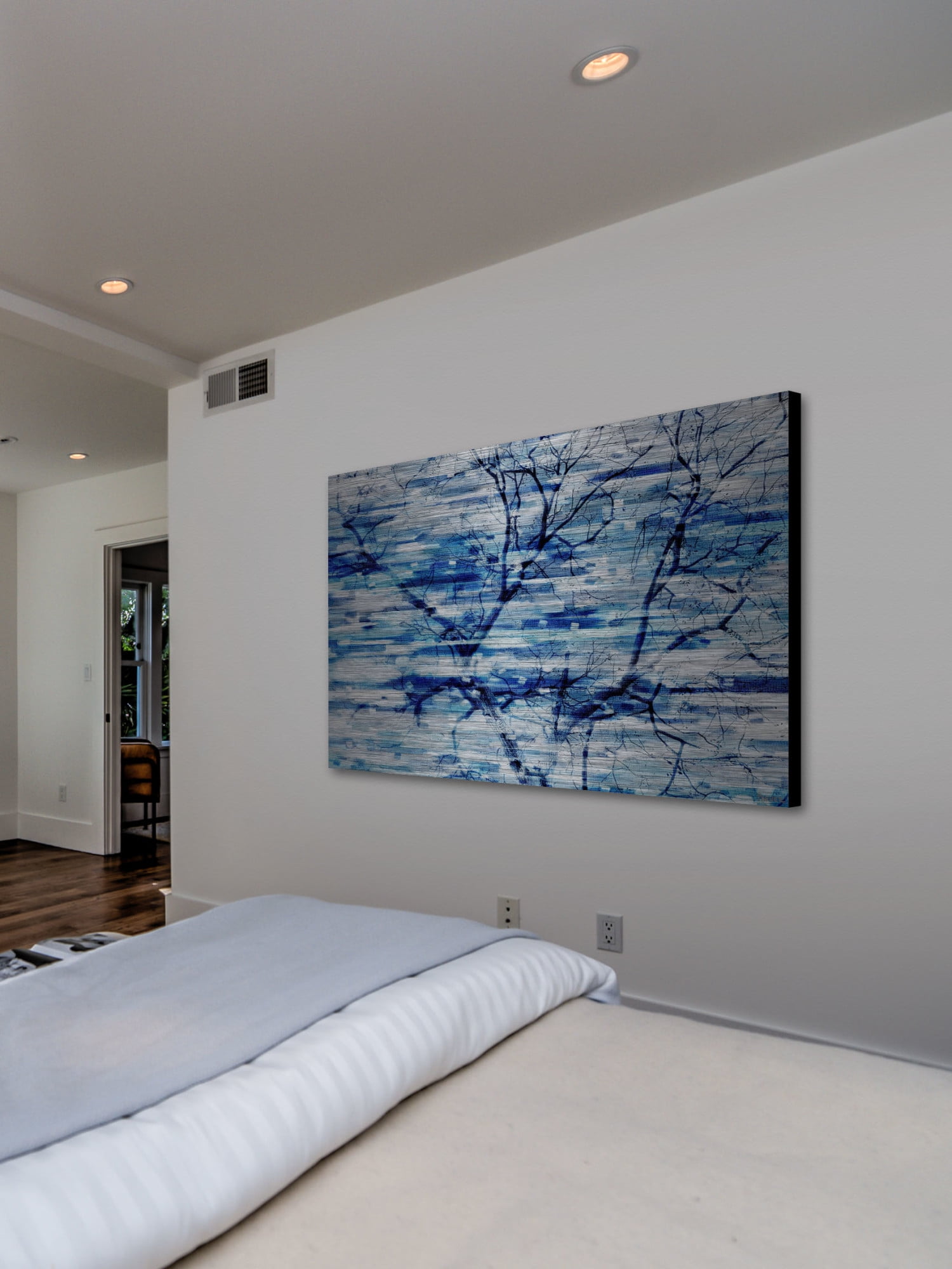 Parvez Taj Pt-Wnpw-114-Al-45 30" x 45" "Blue Snow Storm" Art Print On Aluminium