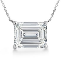 Gem Stone King 4.00 Ct IGI Certified Lab Grown Diamond Pendant Necklace for Women in 14K White Gold | Emerald Cut | E-F Color | VS1-VS2 Clarity | With 18 inch Chain