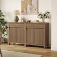 thumbnail image 4 of SICOTAS 29.1"W Mid Century Modern Sideboard Buffet Cabinet with Drawers & Fluted Doors, Small Credenza with Adjustable Shelves Modular Storage Cabinets Set of 2 for Dining Room, Living Room, Walnut, 4 of 10