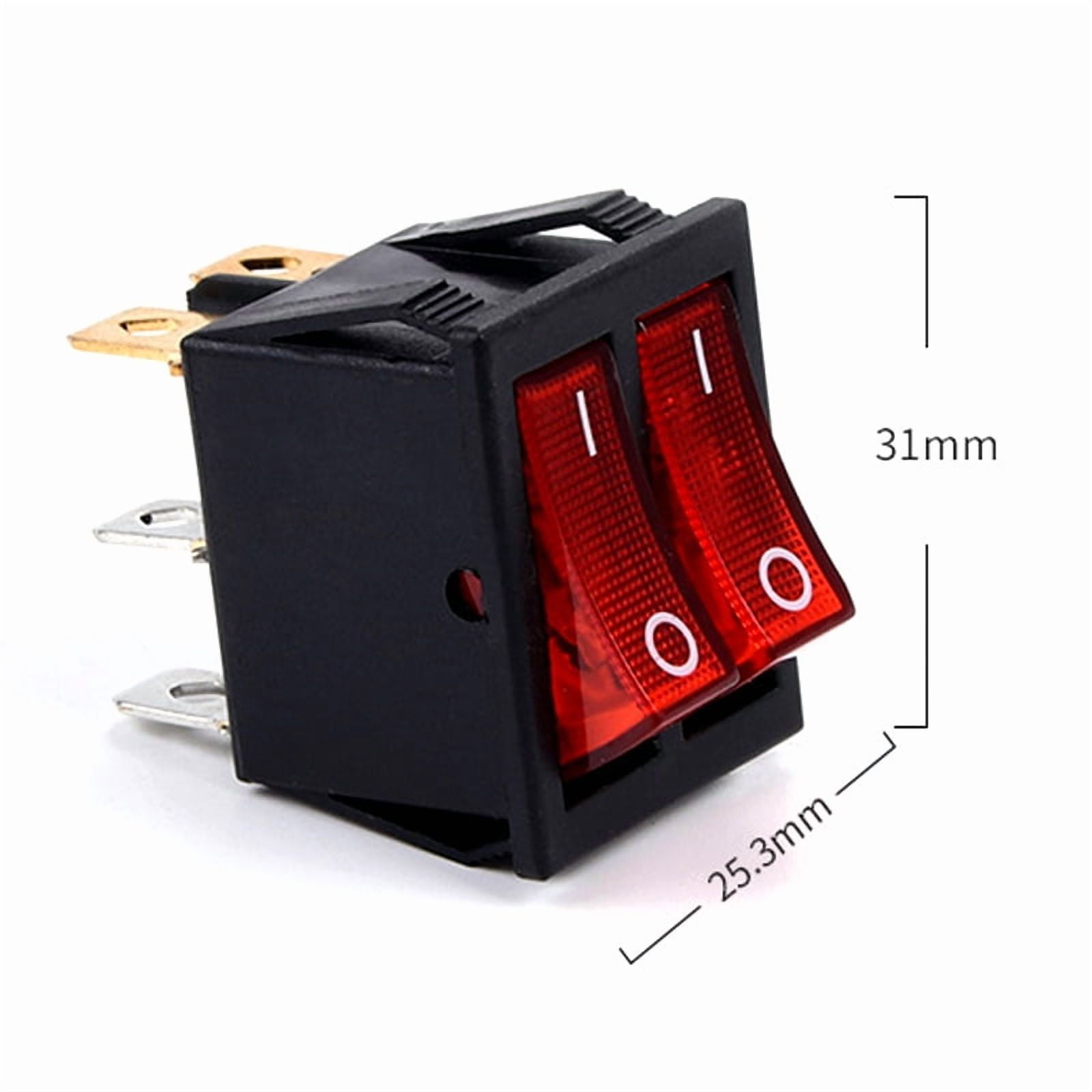 5PCS Red Green Double ON OFF Rocker switch 6 feet 2 gear Electric Oil heater illuminated button switch with light KCD8 16A 20A