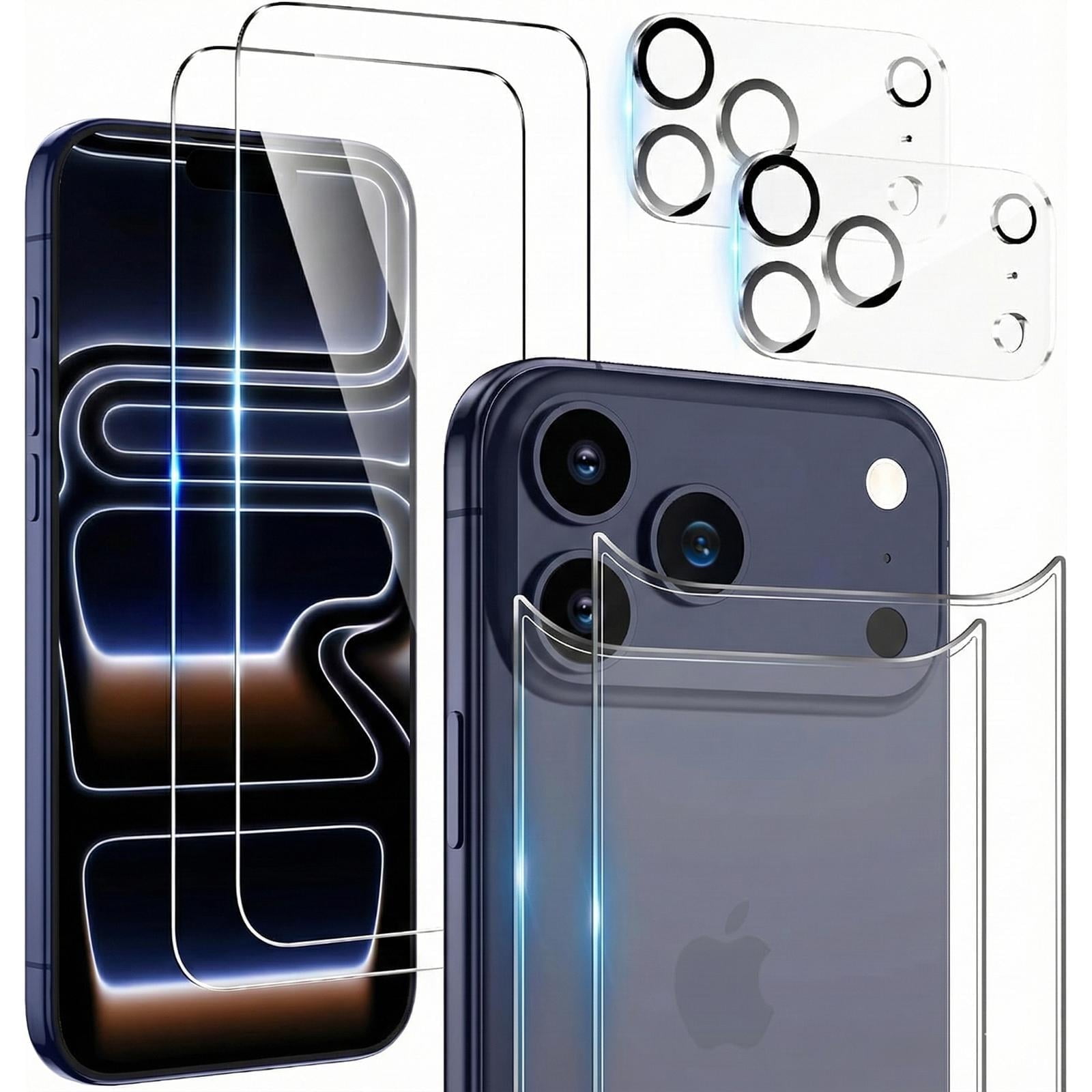 Dteck for iPhone 17 Pro Max Screen Protector, Glass Back Protector and Front Screen Protector with Camera Protector [2+2+2 Pack],Clear