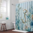 thumbnail image 3 of Summer Coastal Bathroom Shower Curtain, Ocean Seaweed Anchor Nautical Coral Bubble Waterproof Washable Soft Bath Curtain for Bathtub Decor with 12 Hooks&Grommet, 66x72 Inch, 3 of 9