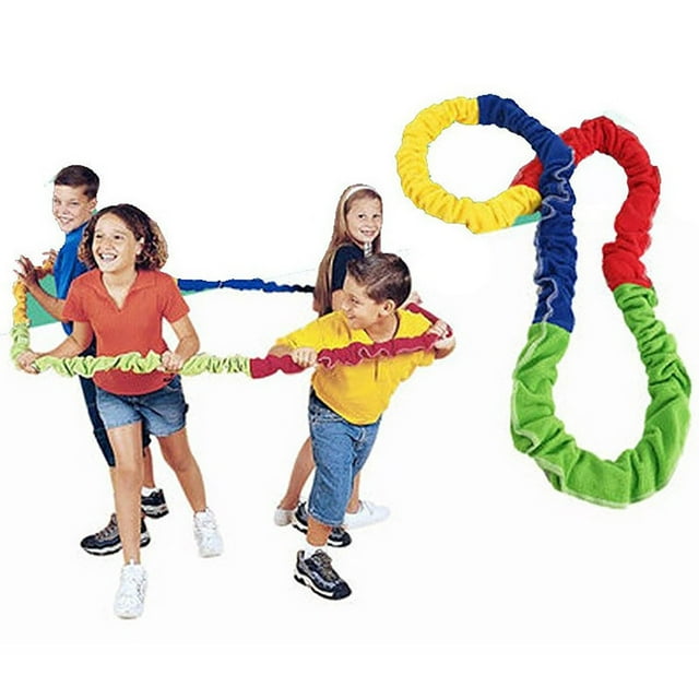 Cuerda elástica para correr con trabajo en equipo al aire libre | Cordón de tensión multicolor elástico | Juguete deportivo cooperativo para niños y adultos | Fomento de la confianza | 2m 2.4m 3m