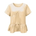 thumbnail image 4 of Womens Floral Babydoll Tops，Casual Summer Shirts 3/4 Puff Sleeve Pleated Blouse Women'S Print T Shirt Puff Sleeve Peplum Tops Loose Fit Tunic Top Boho Floral Tops Peasant Blouses L, 4 of 4