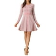thumbnail image 1 of INSPIRE CHIC Vestido de mujer Cuadros de pata de gallo Cuello redondo Cierre frontal elegante Vestido A-Line XL Rosa, 1 of 6