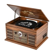 Victor RWRP-3000 Roxbury 8-in-1 Turntable Music Center with AudioStream, 3-Speed Vinyl Player, CD & Cassette Player, Bluetooth 5.4 In/Out, AM/FM Radio, USB Recording, Built-in Speakers