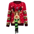 thumbnail image 3 of Suéter con luz LED para mujer, Jersey de punto de Reno y alce de dibujos animados de Navidad, Tops de fiesta divertidos, suéter feo rojo de Navidad, nuevo, 3 of 3