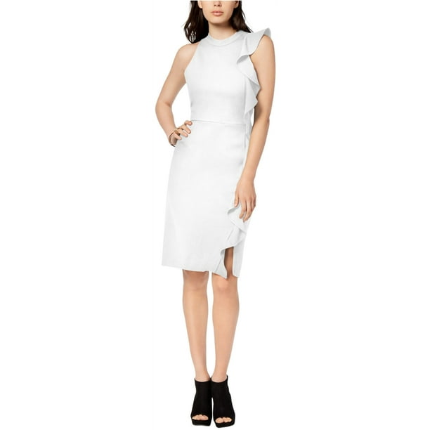 bar III Womens Ponte Knit Sheath Dress White Large