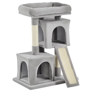 CoSoTower Plush Centre d'activités de la tour d'arbre de chat avec scratch Sisal Post Scratching Board Perch Condo, Gris clair