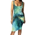 thumbnail image 3 of Fulijie Women's Tie-Dye Short Sleeves V Neck Tights Casual Dress, Size S-2XL, Big&Tall, Green, Women's Tie-dye Tank Dress Sleeveless Basic Midi Club Dresses Party Mini Dress, 3 of 9