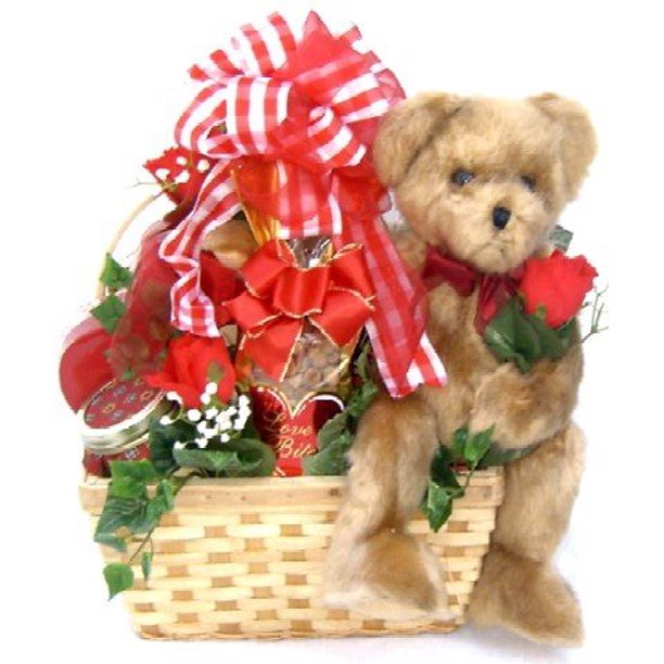 Bear Hugs Romantic Gift Basket With Adorable Plush Bear And Decadent Trufflesto Make Your Sweetheart Feel Special And Loved On Valentines Day Or Any Other Occasion Walmart Com Walmart Com