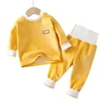 thumbnail image 3 of Cethrio Girls Thermal Pajama Sets, Long Sleeve 2 Piece Pullover Winter Girls' Sleepwear Yellow Size 12-18 Months, 3 of 5