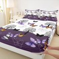 thumbnail image 3 of jejeloiu Flying Animal Butterflies Bed Sheets,Bohemian Exotic Style King Sheets,White Purple Sheet Set For Girls,Breathable Home Decor,4-Piece, 3 of 7