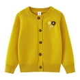 thumbnail image 2 of CYRBOKO Girl's Cardigans, Cotton Knit Soft Long Sleeve Winter Tops Yellow Size 8-10 T, 2 of 8