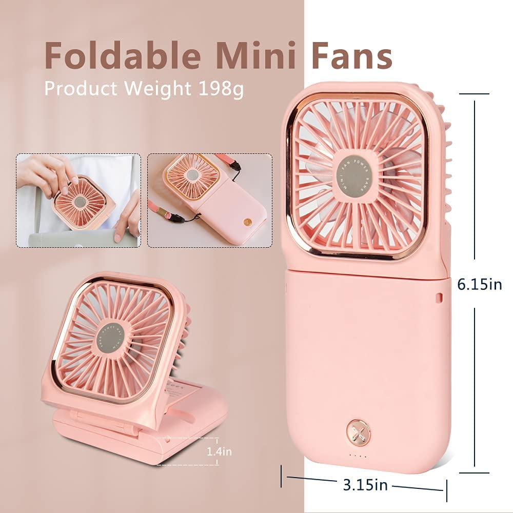 Handheld Fan Foldable Hanging Neck Fan 3 in 1 Small Fan with Phone Stand  Power Bank Function 3 Speeds USB Charging - Walmart.com