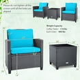 thumbnail image 3 of Costway 3PCS Patio Wicker Furniture Set with Beige &Turquoise Cushion Covers Balcony, 3 of 9