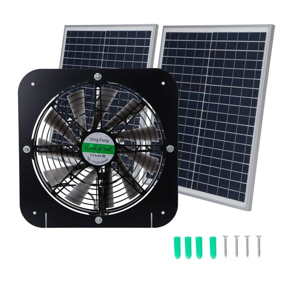 1200CFM Solar Attic Fan Kit 14" DC Fan w/ 30W Motor for Roof Vent & Chicken Coop