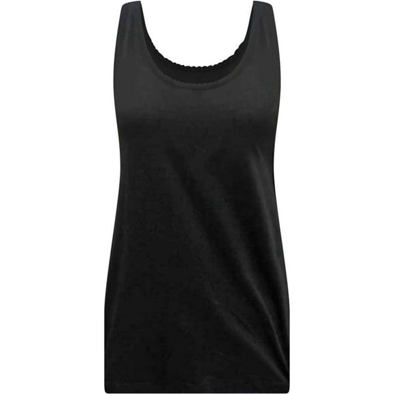 Black Loose Fit Jersey Cotton Tank Top Size Small
