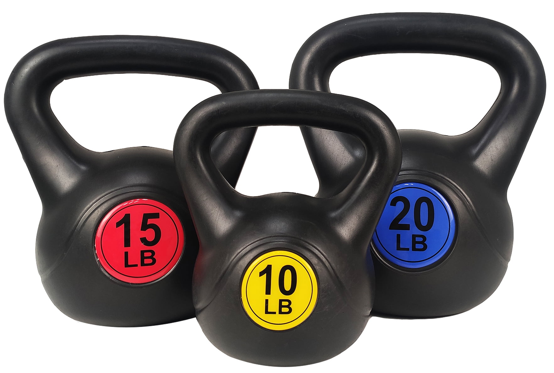 BalanceFrom Wide Grip Kettlebell Exercise Fitness Weight Set, 3-Pieces: 5lb, 10lb, and 15lb Kettlebells