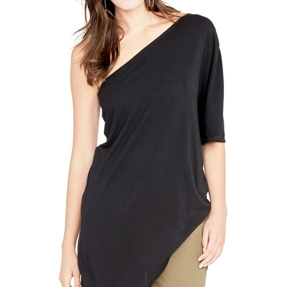 Rachel Roy Womens Asymmetrical One Shoulder Blouse, Black, Small