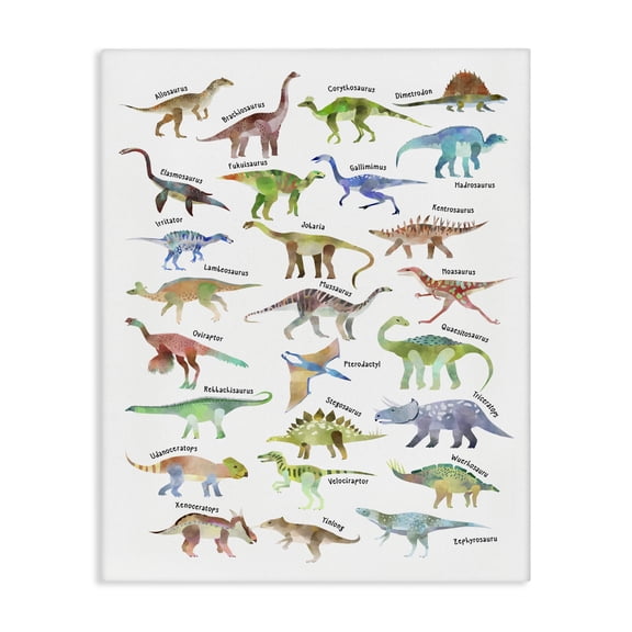 Stupell Industries Contemporary Children's Dino Chart Canvas Art, 36 x 48, by Ziwei Li