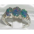 thumbnail image 2 of LBG 925 Sterling Silver Synthetic Opal Triplet Womens Trilogy Ring - Sizes 4 to 12 Available, 2 of 4