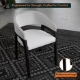 thumbnail image 4 of LeisureMod Leather Dining Arm Chair with Rubberwood Legs and U-Shaped Open Back Design Accent Kitchen Chair for Modern Home Cali Collection, White, 4 of 12