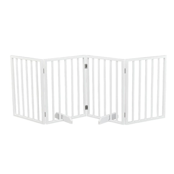 GVN Freestanding Pet Gate, Dog Gate,The Wooden Dog Fence White