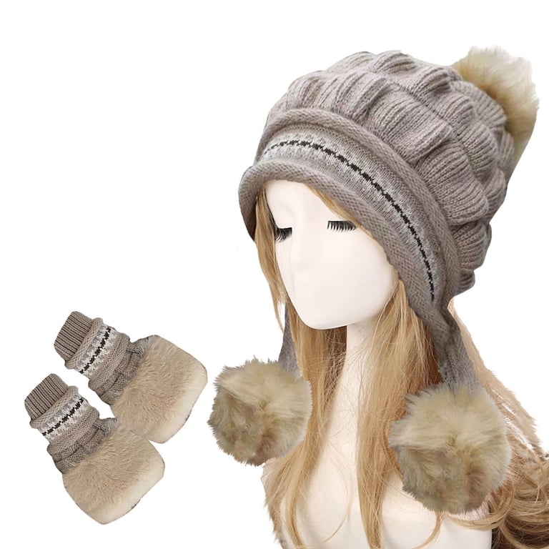Winter Hats for Women Fleece Lined Beanie Knit Chunky Womens  display picture 3
