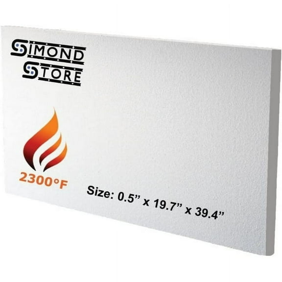 1/2" X 19.7" X 39.4" - Ceramic Fiber Thermal Board - 2300F - Heat Insulation Board for Wood Stoves & Fireplace